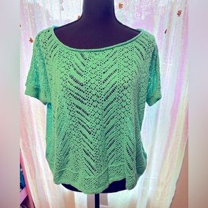 Hollister Sea foam green knit oversized fit crochet top